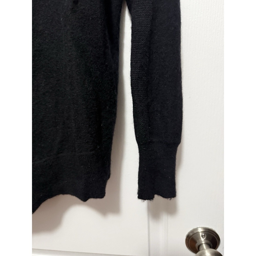 Aqua Cashmere Womens L Black Asymmetrical Side Slit Sweater Quiet Luxury Knit - Picture 12 of 16